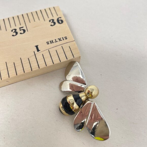 Bumblebee Brooch and Earrings Set Bee Insect Silver-Tone Mixed Metals Novelty - Picture 6 of 8